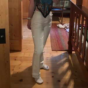 really unique and adorable white leather pants